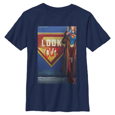 Boy's Supergirl Official Look Out Poster  Graphic T-Shirt