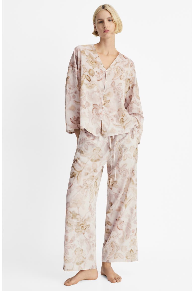 Floral Cotton Pajama Shirt, Alternate, color, LIGHT/ PASTEL GREY