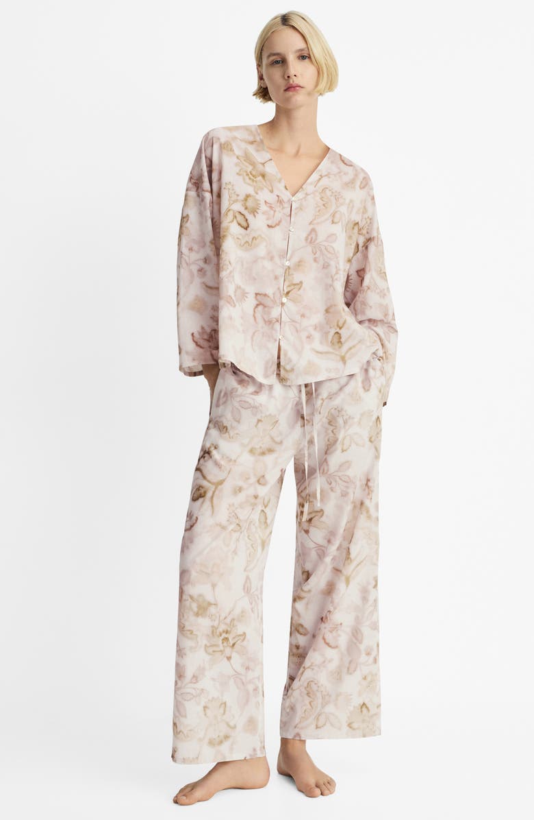 MANGO Floral Cotton Pajama Shirt, Alternate, color,