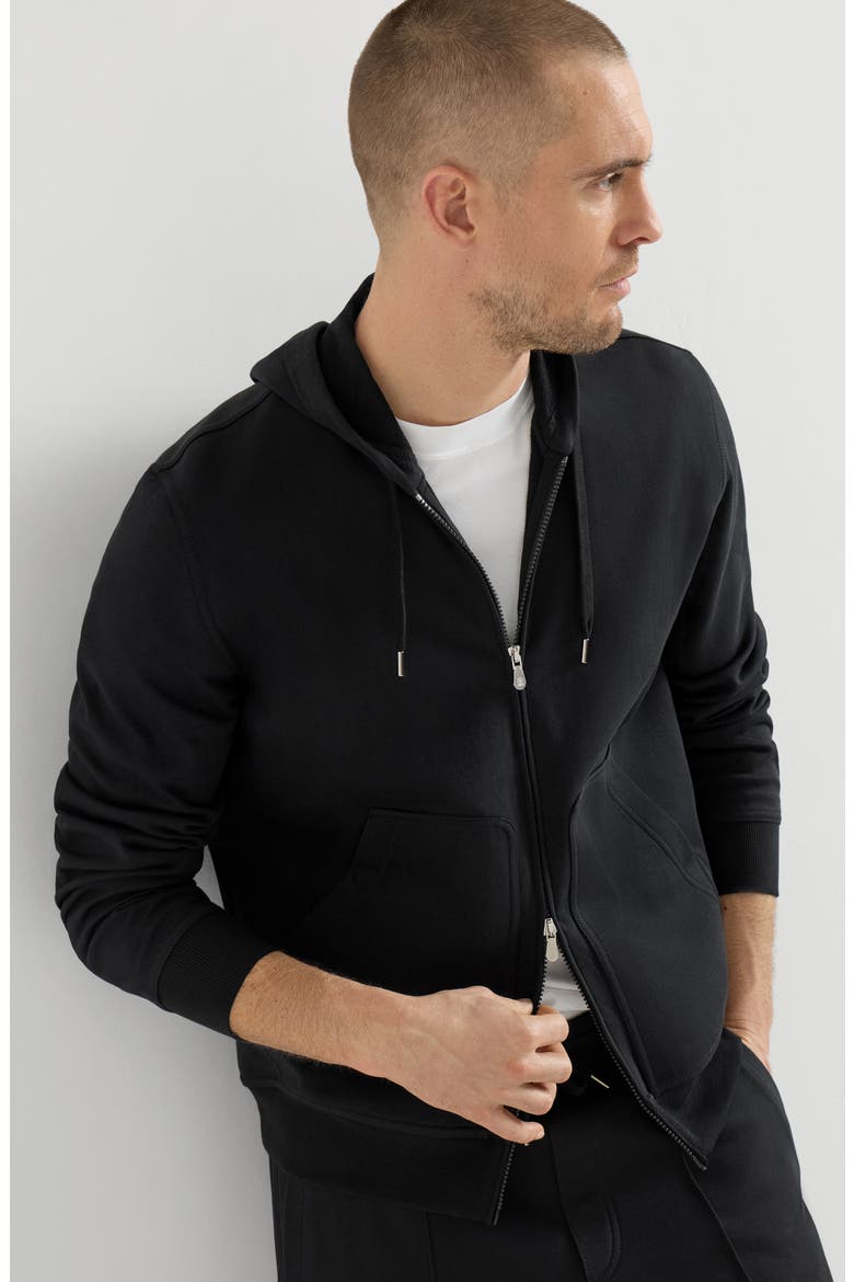 Hooded zip-up sweatshirt, Alternate, color, Black