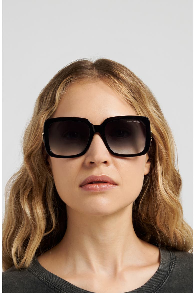 57mm Gradient Square Sunglasses, Alternate, color, BLACK/ DARK GREY SF
