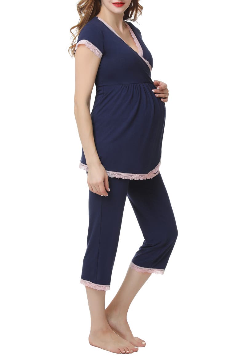 Cindy Maternity/Nursing  Pajamas Set, Alternate, color, NAVY