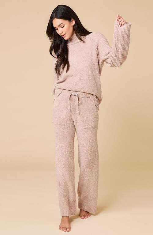 Softies Solid Marshmallow Rib Mock Neck With Long Pant In Brown