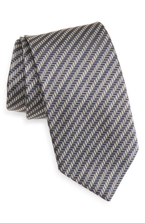 Stripe Jacquard Silk & Cotton Tie