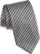 David Donahue Stripe Jacquard Silk & Cotton Tie