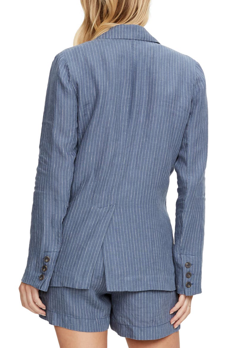 Lottie Pinstripe Linen Blazer, Alternate, color, LAKE W/ WHITE ST