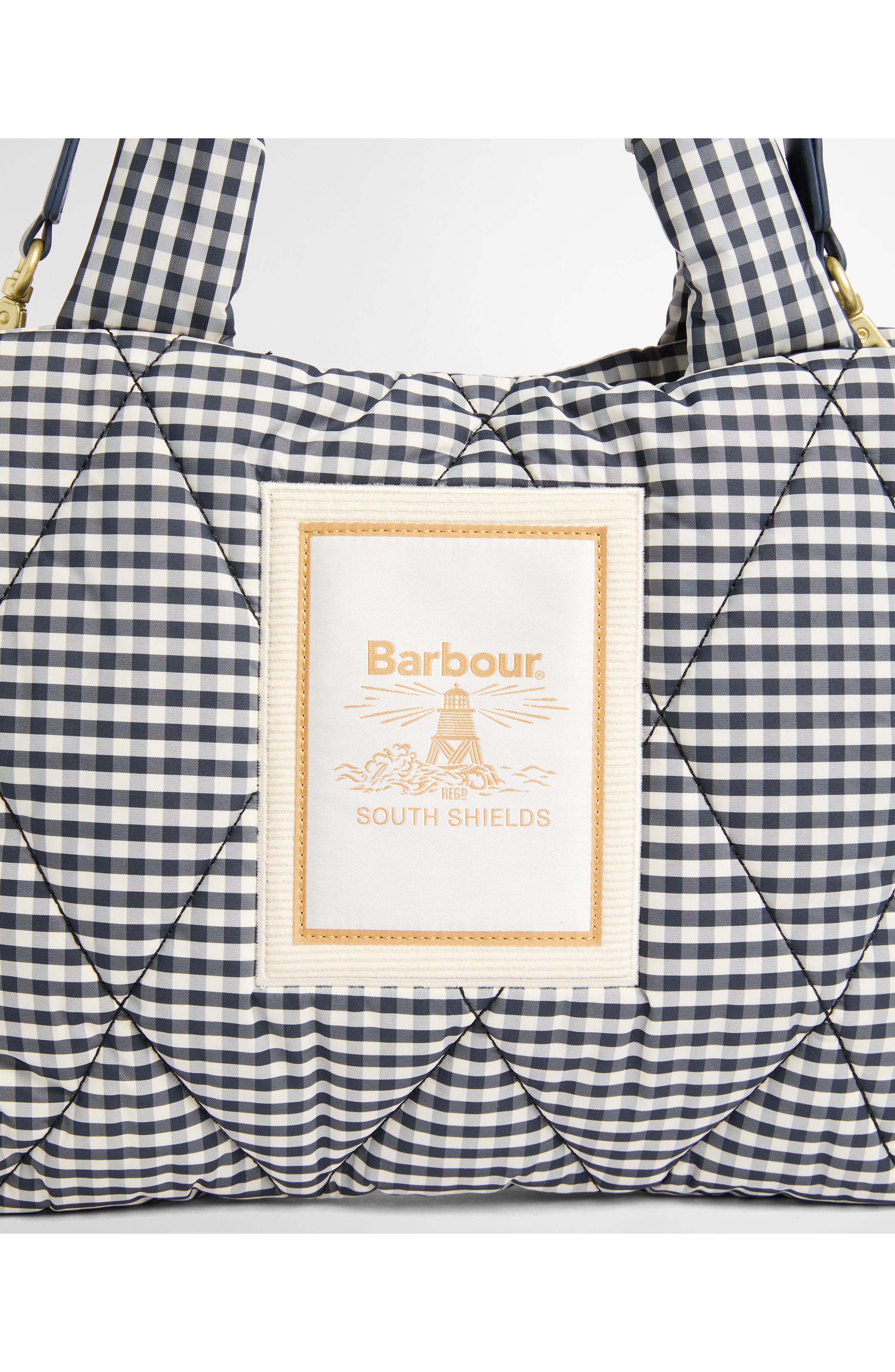Barbour Mini Riah Gingham Diamond Quilted Tote, Alternate, color, Gingham Check