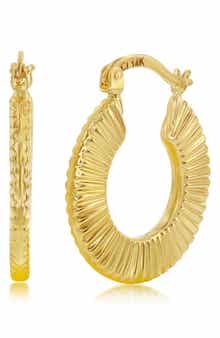 SIMONA 14K Gold Textured Hoop Earrings