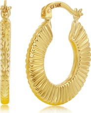 SIMONA 14K Gold Textured Hoop Earrings