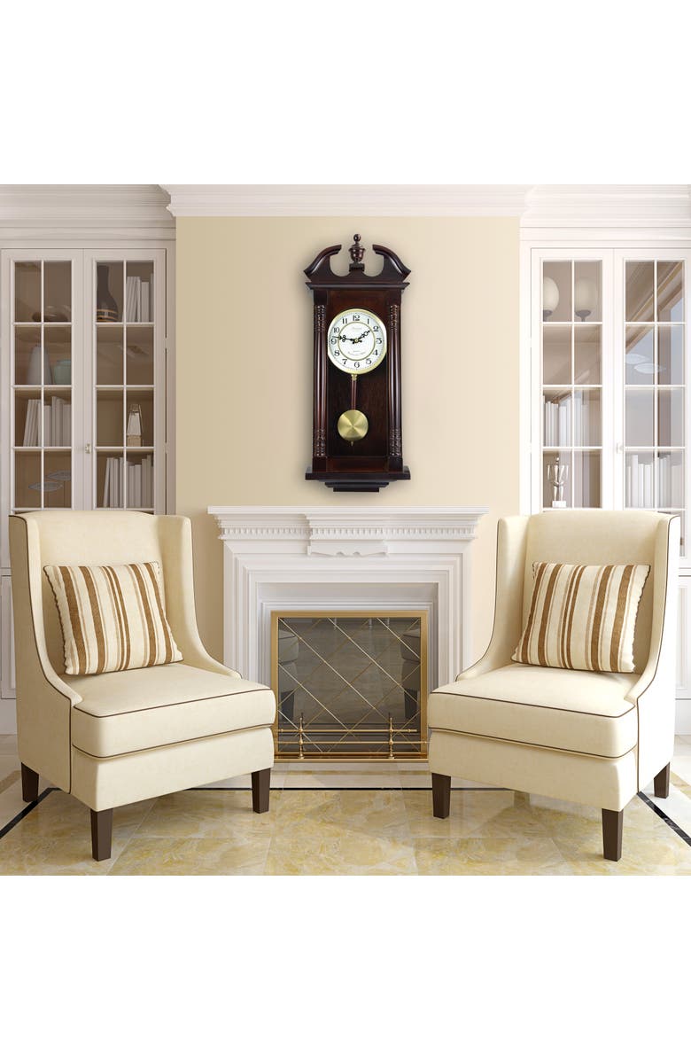 Bedford Clock Collection 27.5in Cherry Oak Wall Clock, Alternate, color, Cherry Oak