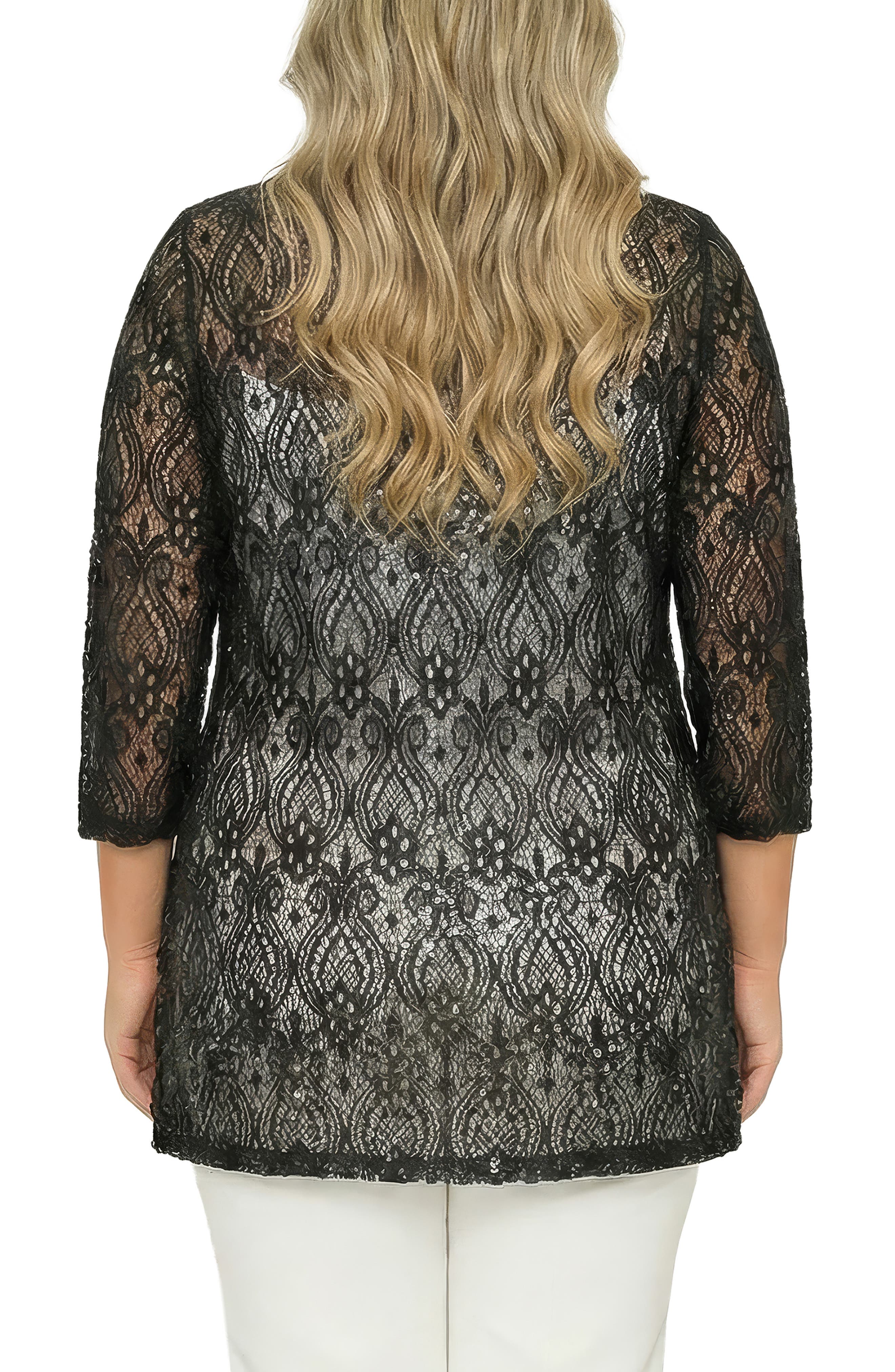 Sequin Lace Open Front Cardigan - image 2
