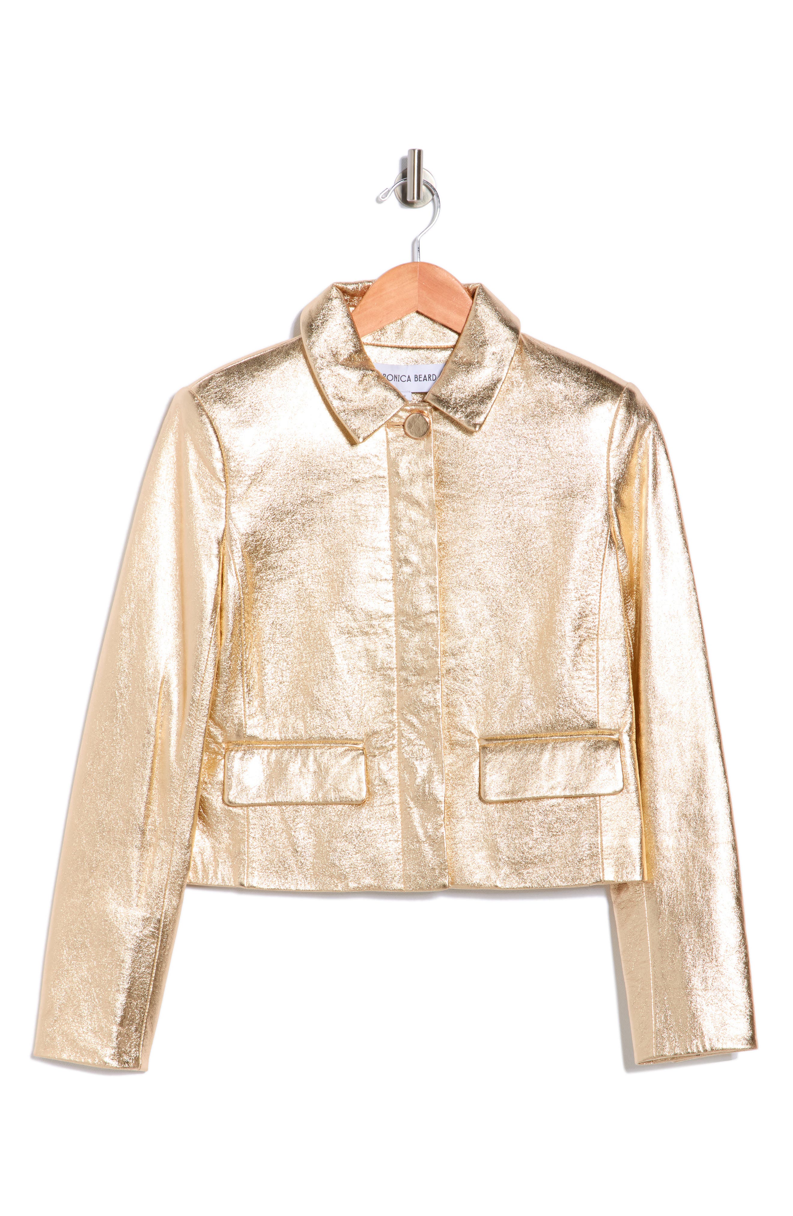 Veronica Beard Imogen Metallic Leather Jacket