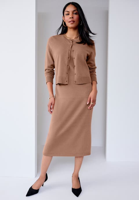 Two Piece Sweater Dress Set (Plus)