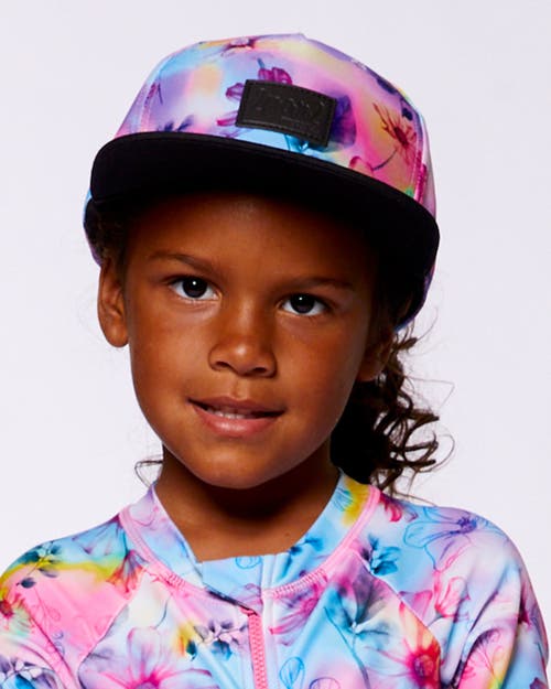 DEUX PAR DEUX DEUX PAR DEUX BABY GIRL'S PRINTED CAP BUTTERFLIES ON MULTICOLORED AND BLACK BACKGROUND