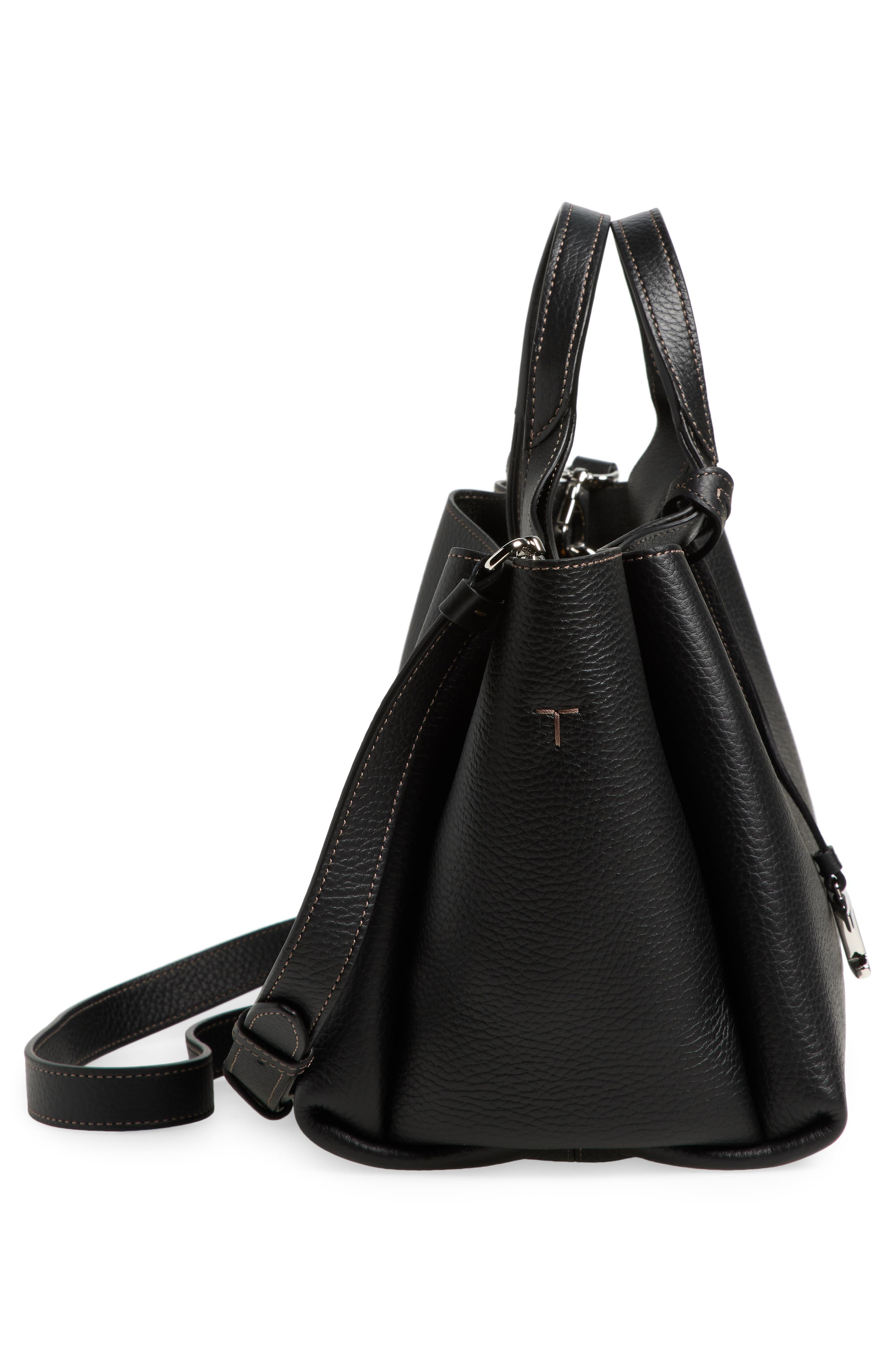 Tod's Mini Leather Tote, Alternate, color, Nero