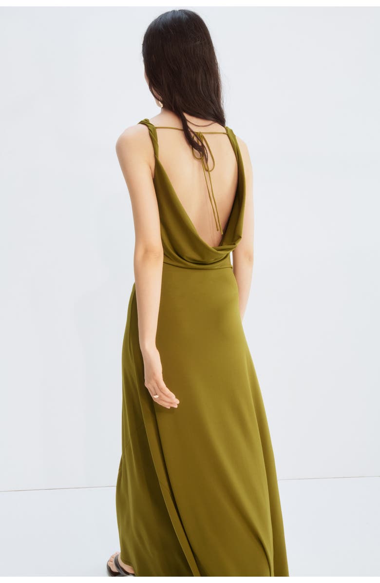 H&M Draped Jersey Dress, Alternate, color, Olive Green
