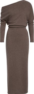 Altuzarra Kasos Long Sleeve Off the Shoulder Seater Cashmere Sweater Dress