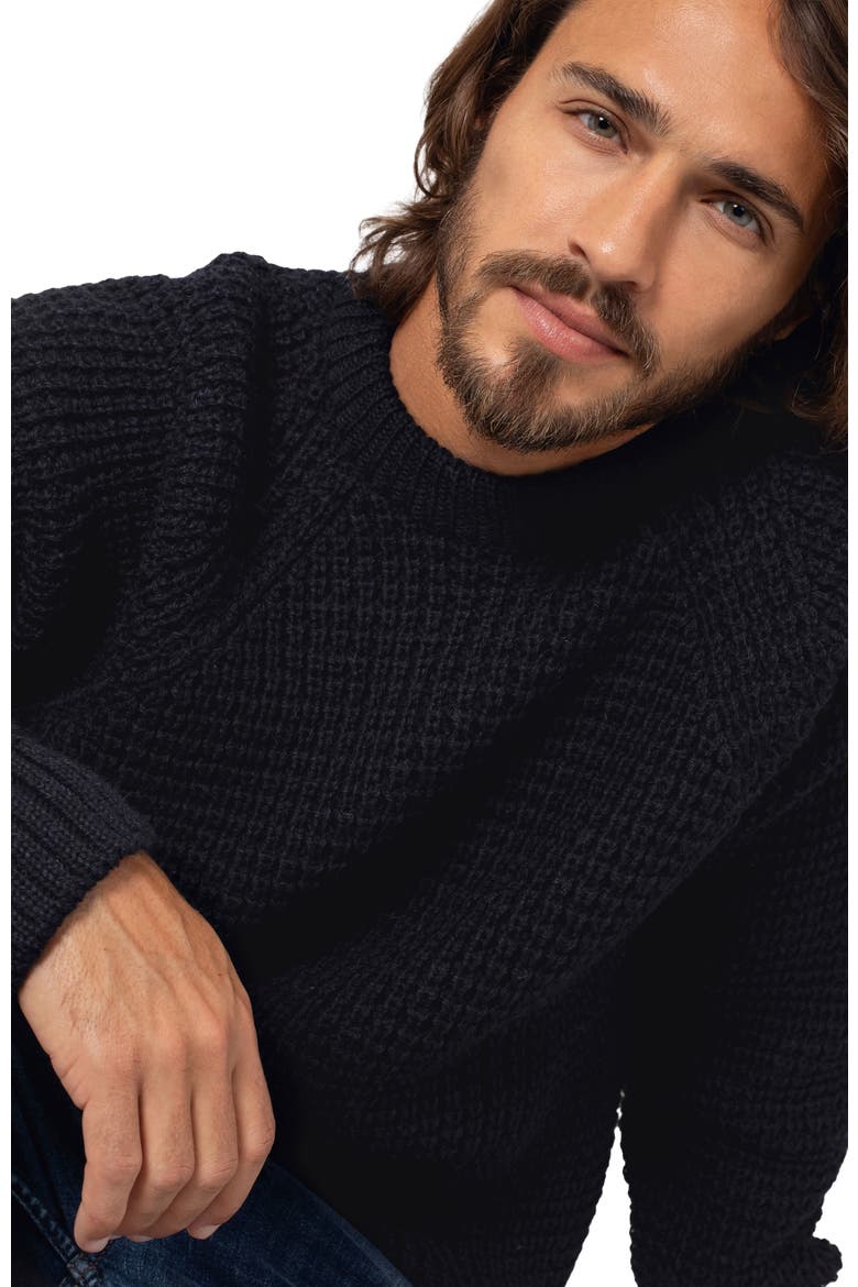 British Waffle Stitch Crew, Alternate, color, DARK NAVY