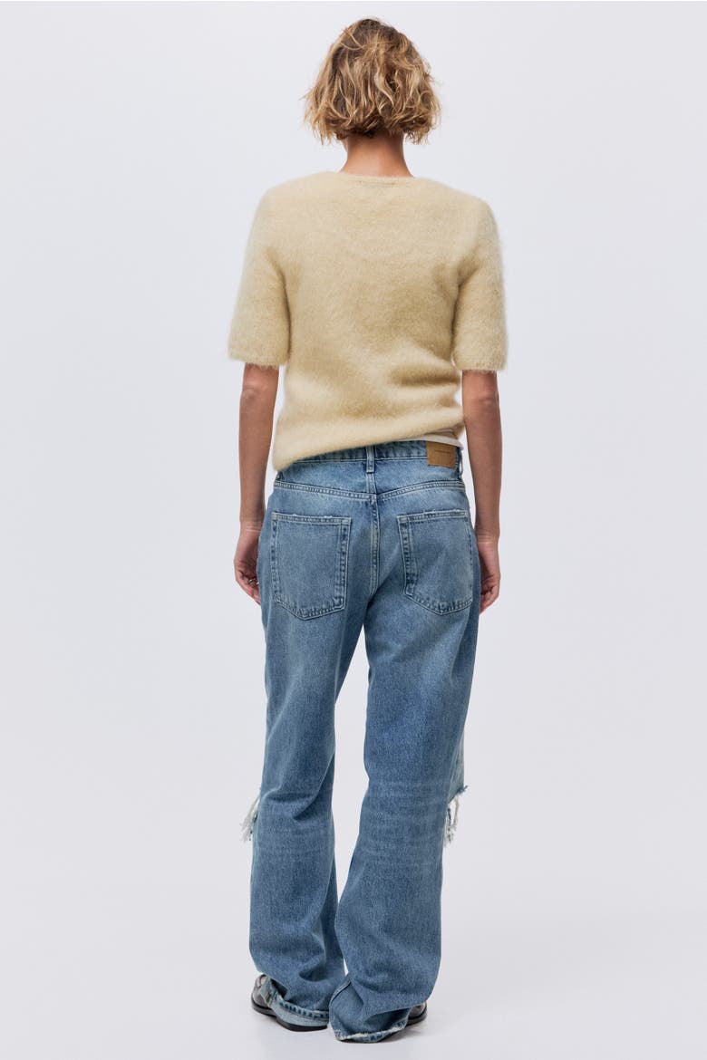 Straight High Jeans, Alternate, color, Distressed denim