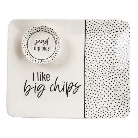 Pics/Chips Platter & Bowl Set of 2 Ceramic White