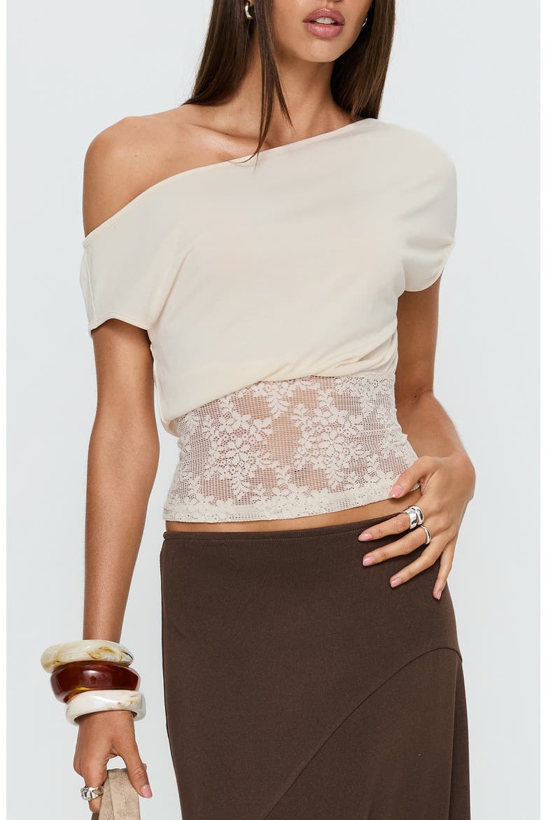 Marienna One Shoulder Lace Top, Main, color, CREAM