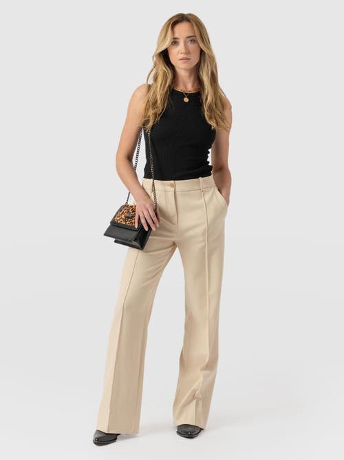 Saint + Sofia Cambridge Tailored Wide Leg Pant In Beige