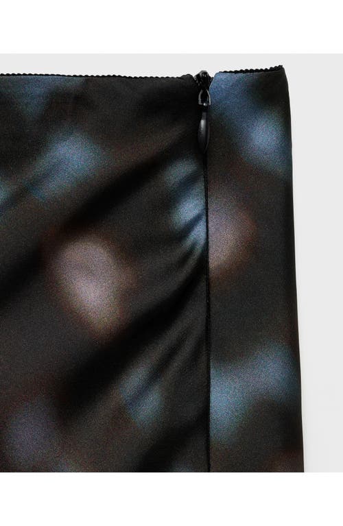 Mango Print Satin Maxi Skirt In Blue