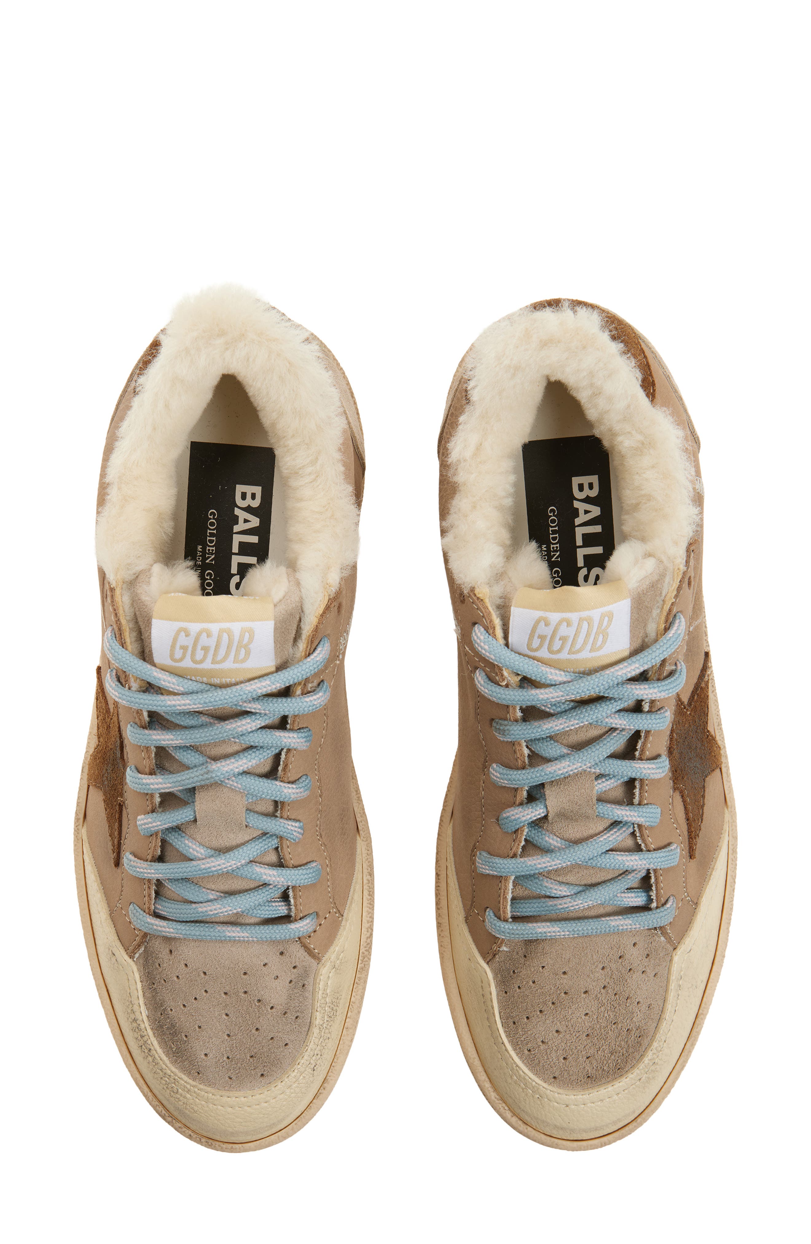 Golden Goose Ball Star Low Top Faux Shearling Lined Sneaker, Alternate, color, Beige/ Burned Brown