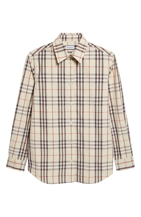 Emma Check Cotton Poplin Button-Up Shirt