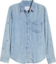 Rails Ingrid Floral Embroidered Chambray Button-Up Shirt