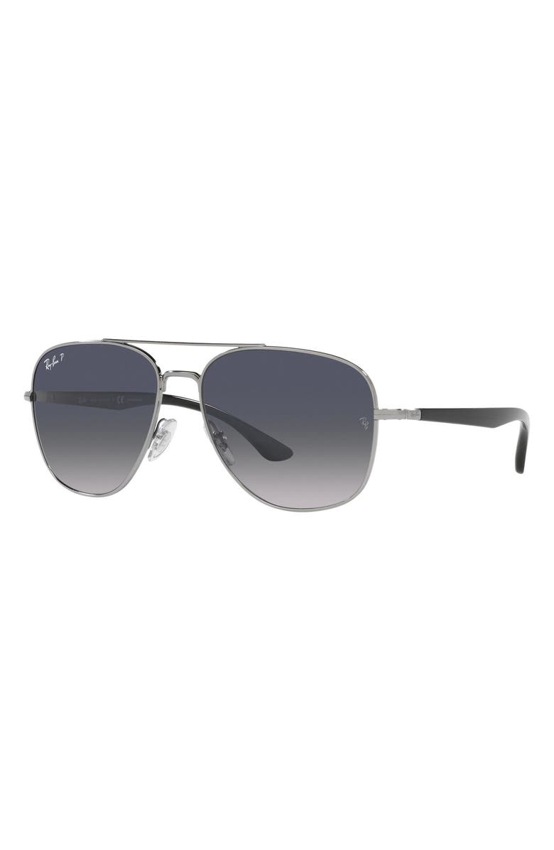 Ray-Ban 56mm Polarized Square Sunglasses, Alternate, color, Gun Metal/ Blu Gradient Polar