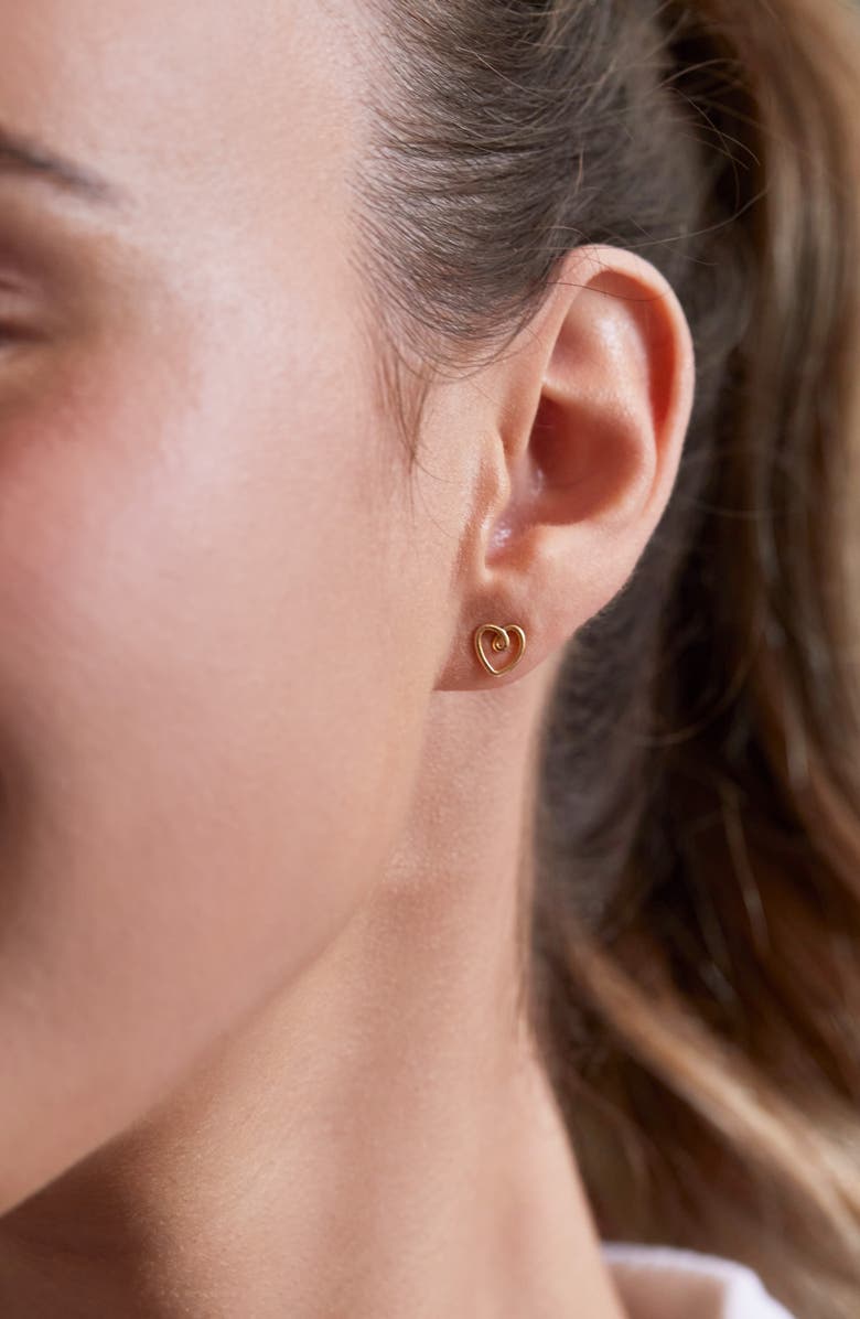 Estella Bartlett Heart Wire Stud Earrings, Alternate, color, Gold