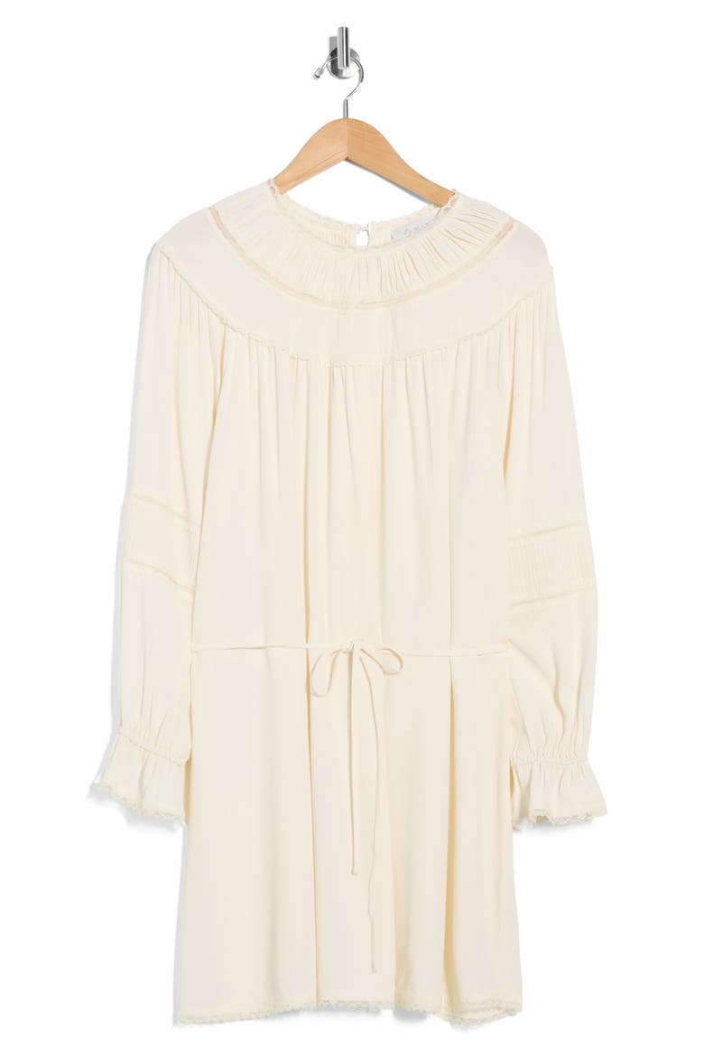 Lace Trim Long Sleeve Dress, Alternate, color, ANTIQUE IVORY