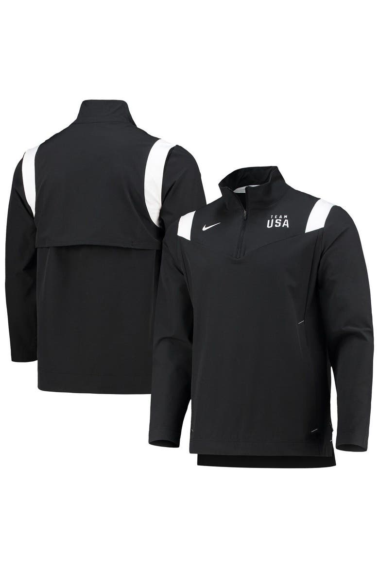 Men's Nike Black Team USA On-Field Quarter-Zip Jacket, Alternate, color, Black