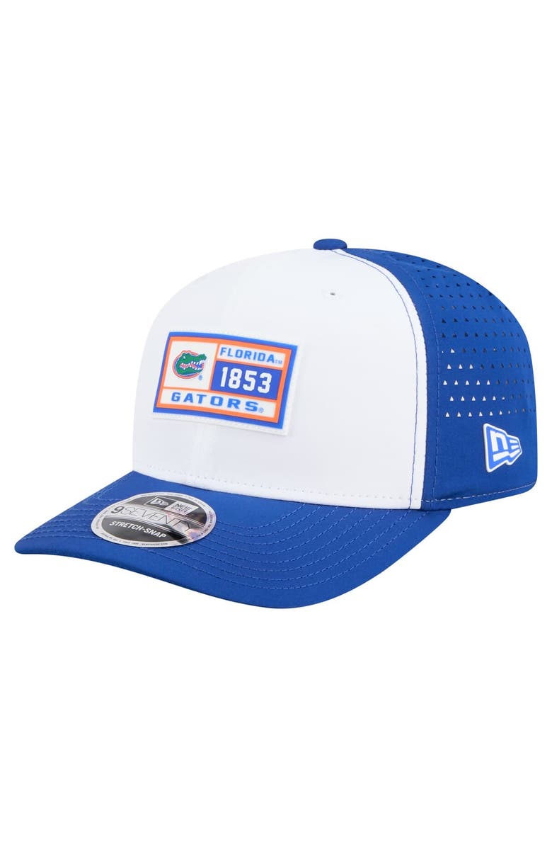 New Era Men's New Era White/Royal Florida Gators Perforated Patched 9SEVENTY Adjustable Hat, Main, color, White