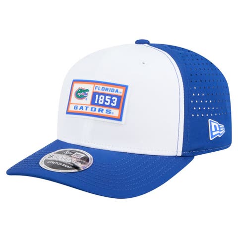 Men's New Era White/Royal Florida Gators Perforated Patched 9SEVENTY Adjustable Hat