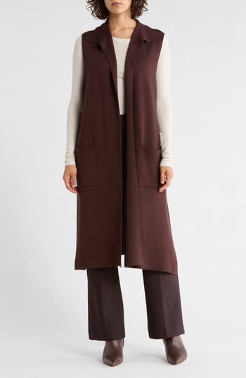Max Studio Longline Sweater Vest In Brown