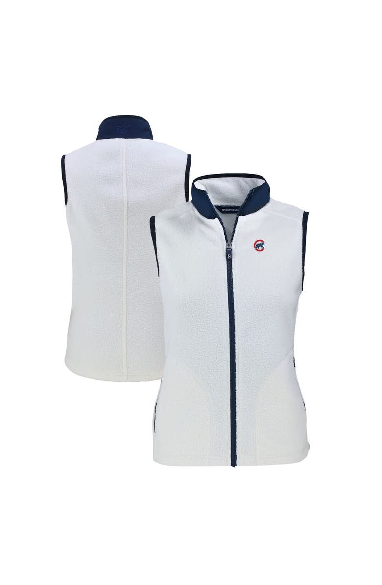 Cutter & Buck Women's Cutter & Buck  Oatmeal Chicago Cubs Cascade Eco Sherpa Fleece Full-Zip Vest, Main, color, 