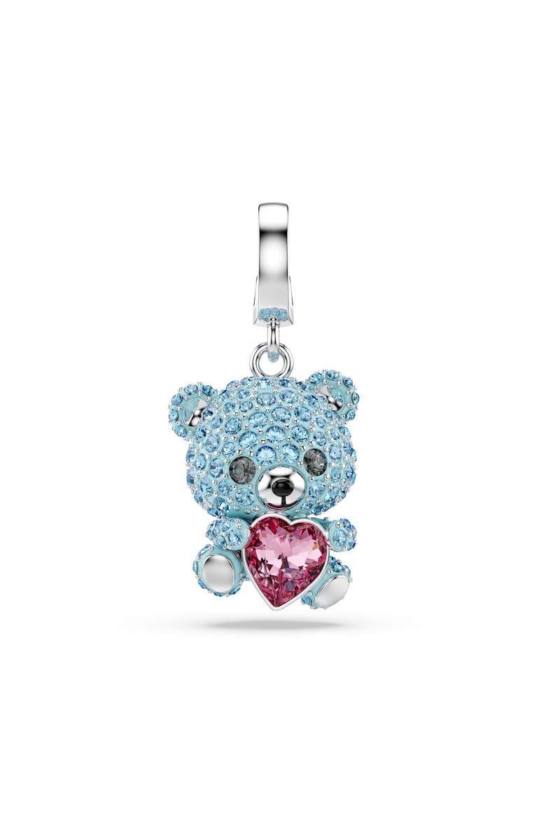 Idyllia Crystal Teddy Bear Charm, Main, color, BLUE