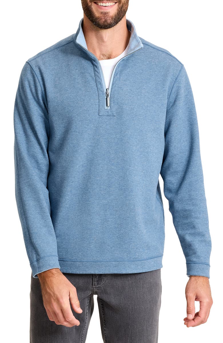 Tommy Bahama Flipview Reversible Half Zip Pullover, Alternate, color, Blue Muscari Heather