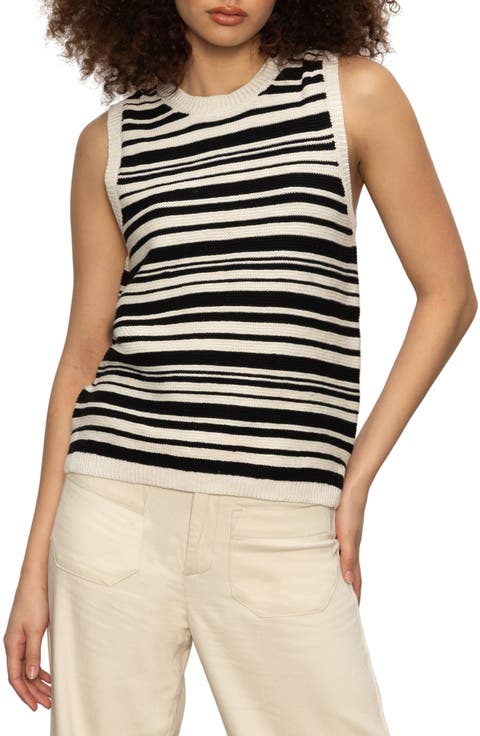 Stripe Sleeveless Cotton Sweater