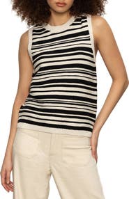 Sanctuary Stripe Sleeveless Cotton Sweater