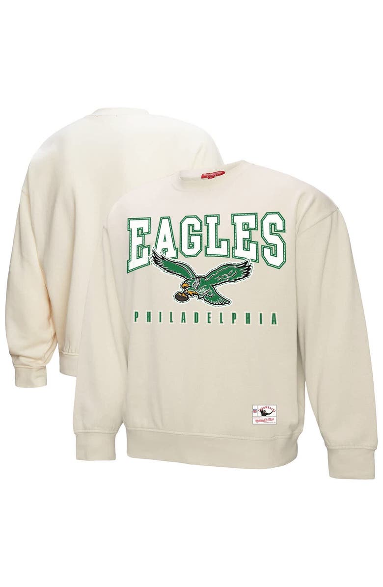 Mitchell & Ness Women's Mitchell & Ness Cream Philadelphia Eagles Fandom Fleece Pullover Sweatshirt, Alternate, color, Cream