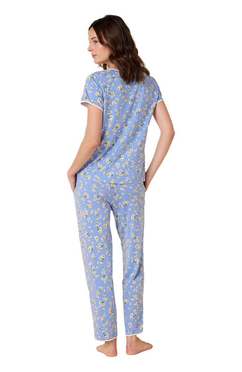 The Cat
s Pajamas Pima Knit Short Sleeved Simple Set Floral, Alternate, color, Marguerite