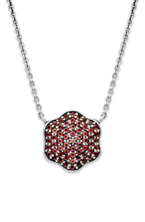 Sterling Silver Pavé Clover Pendant Necklace