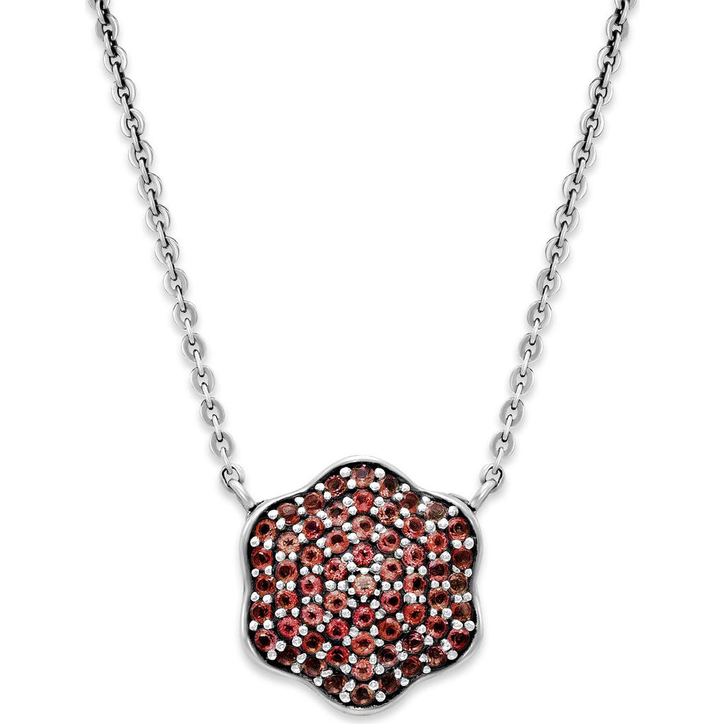 Samuel B. Sterling Silver Pavé Clover Pendant Necklace In Red