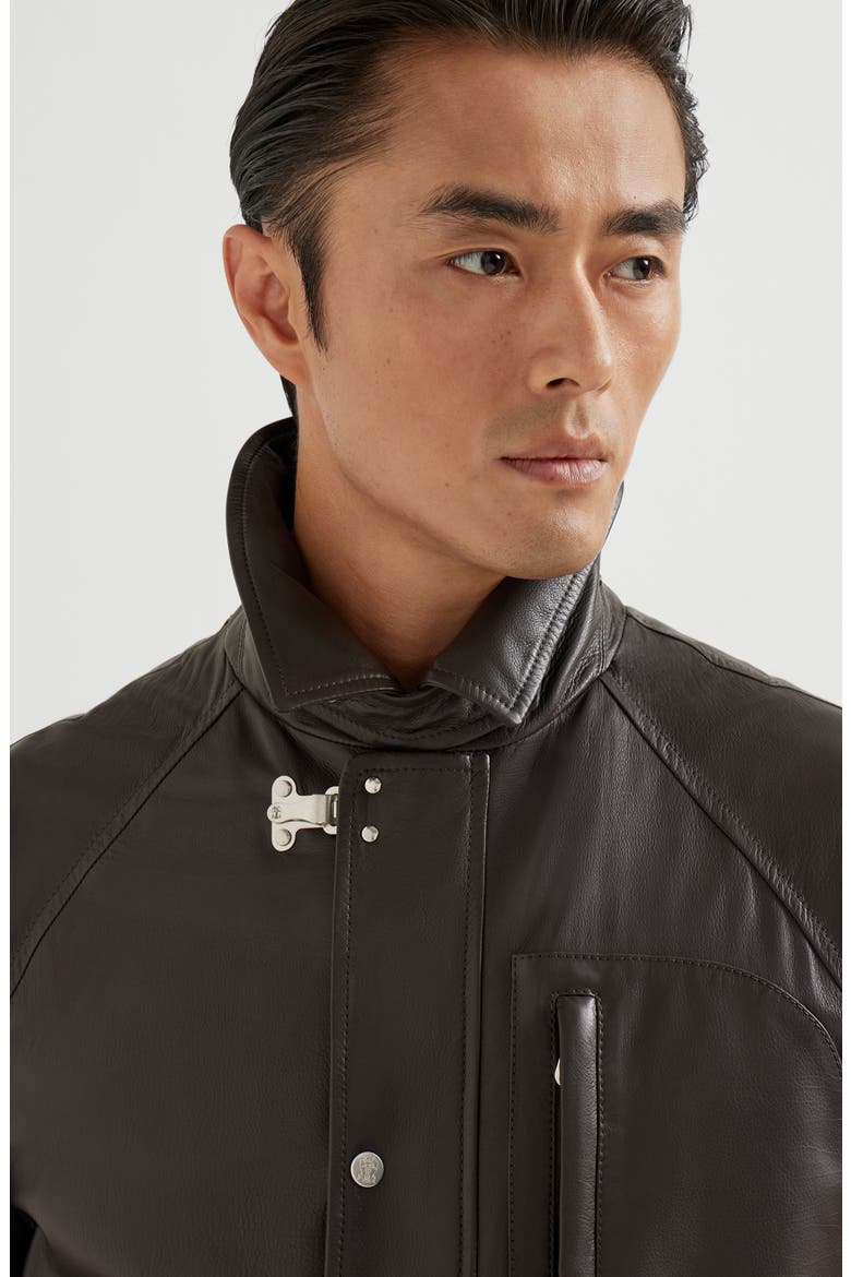 Calfskin field jacket, Alternate, color, Chocolate