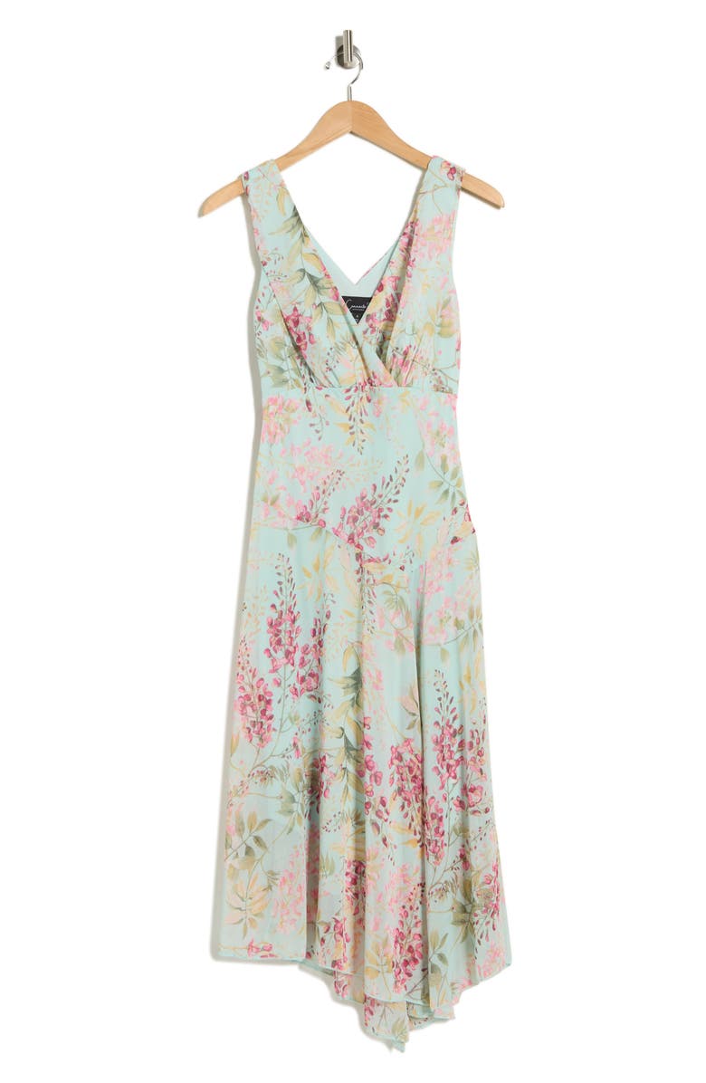 Connected Apparel Yoryu Asymmetric Midi Dress, Alternate, color, Aqua