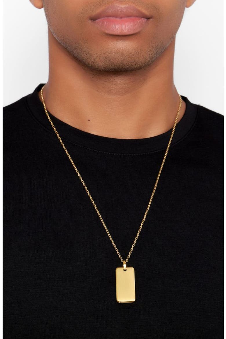 Men's Dog Tag Pendant Necklace & Cuff Bracelet Set, Alternate, color, GOLD
