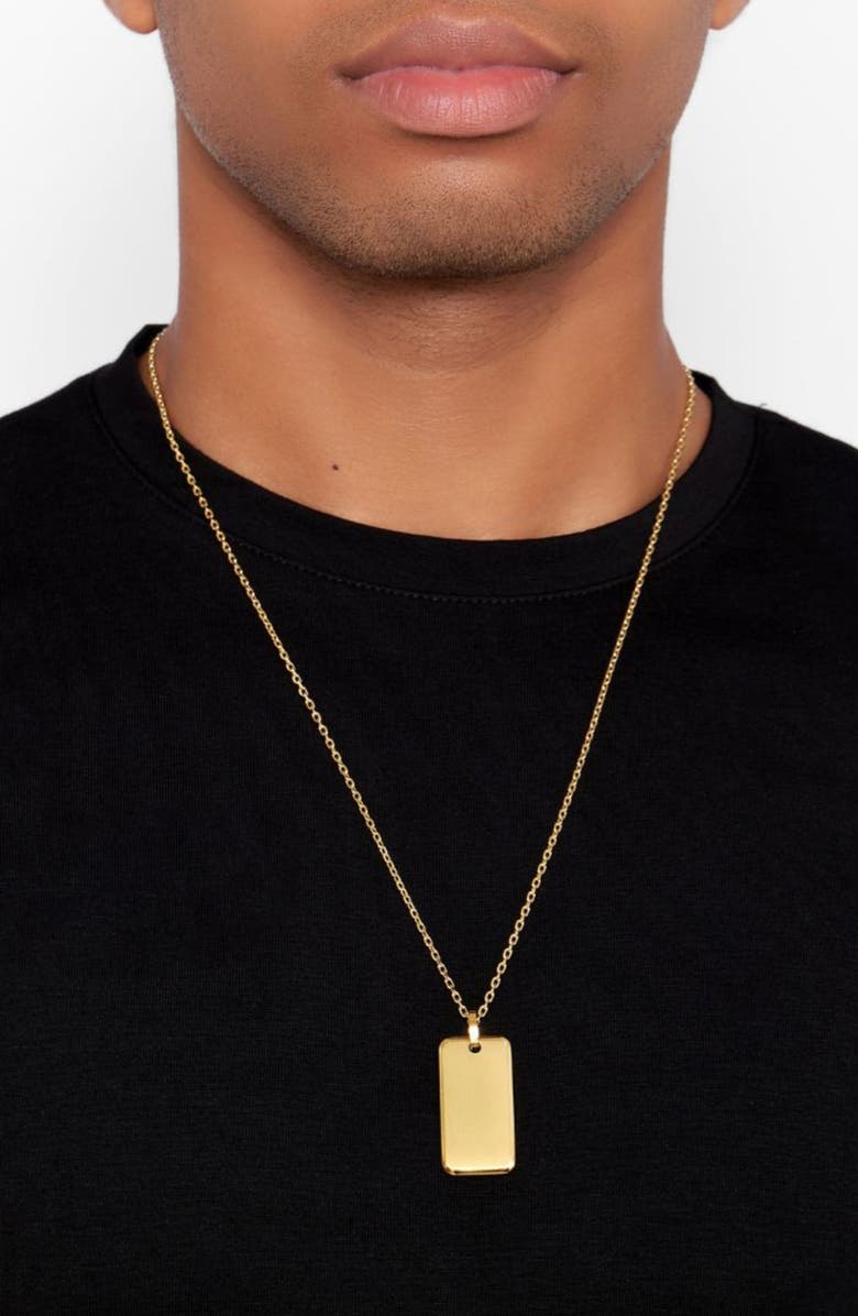 Adornia Men's Dog Tag Pendant Necklace & Cuff Bracelet Set, Alternate, color, Gold